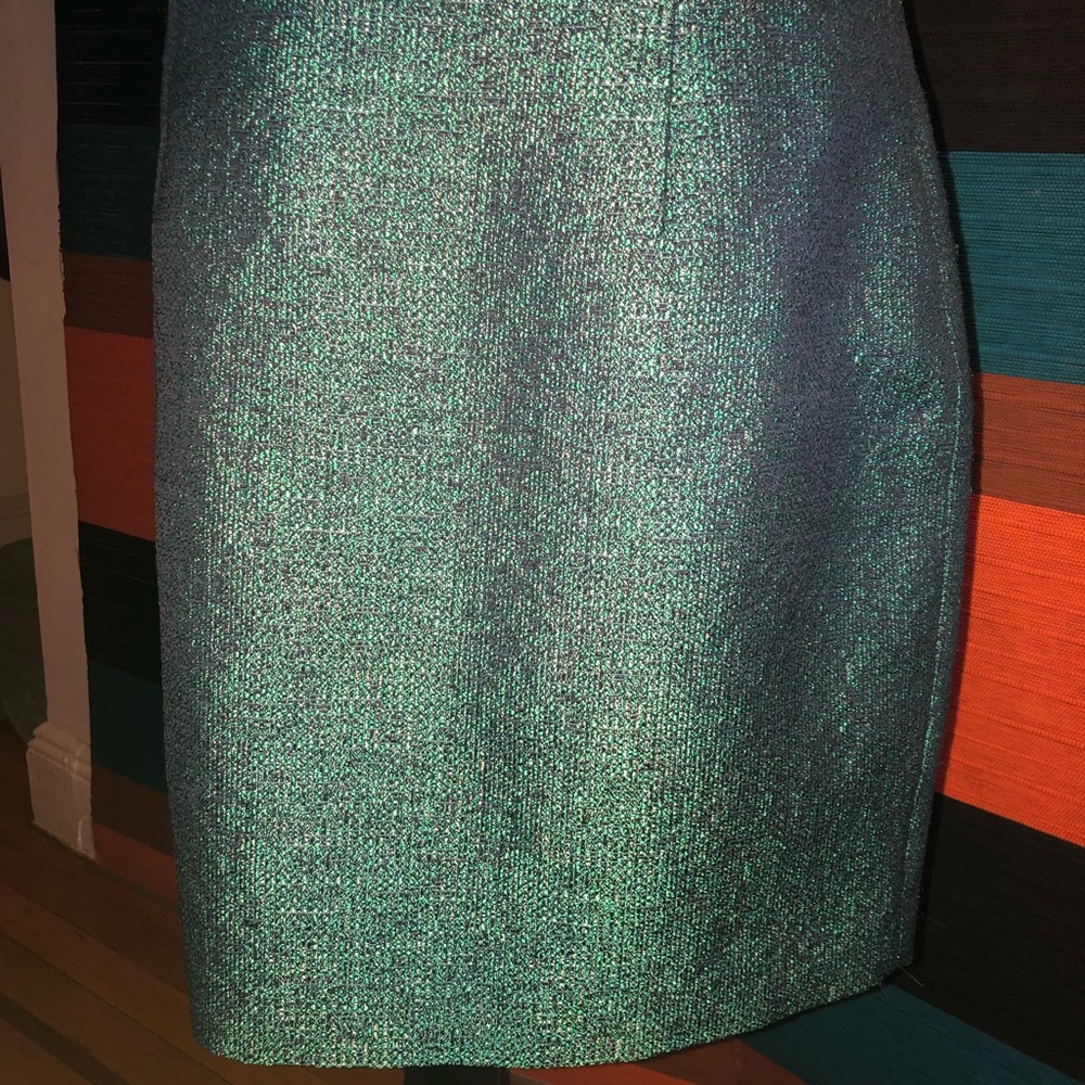 Elite Tahari Aqua Tweed Miniskirt w/ Silk Lining